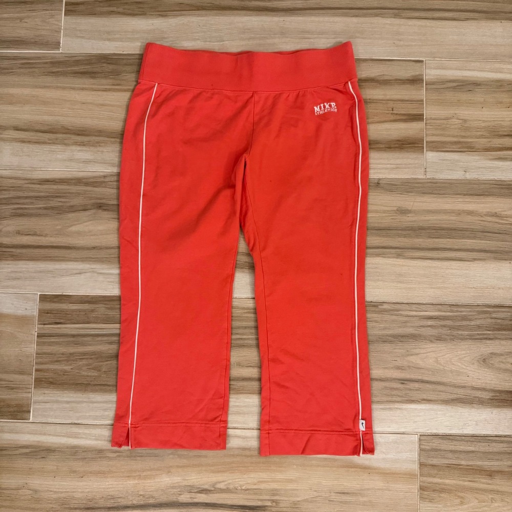 Vintage Nike Athletics Womens Medium M 8-10 Red Cotton Spandex Capri Cropped